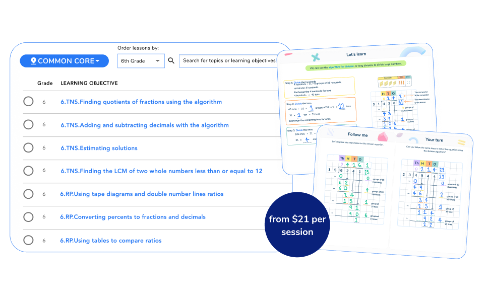 Sixth Grade Math Tutoring