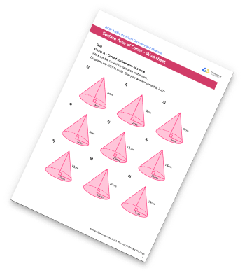 Surface Area  Of Cones Worksheet